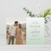 Serene Mint Minimalist Photo Save The Date (Staand voorkant)