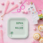 Serene Mint Palm Boom Papieren Bordje (Feest)