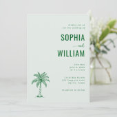 Serene Mint Palm Tree Wedding Kaart (Staand voorkant)