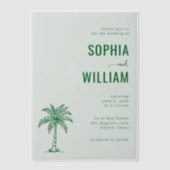 Serene Mint Palmboom Vellum Uitnodigingen (Voorkant)