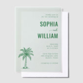 Serene Mint Palmboom Vellum Uitnodigingen (Offset)