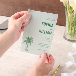 Serene Mint Palmboom Vellum Uitnodigingen