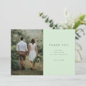 Serene Mint Romantische Foto Bedankkaart (Staand voorkant)