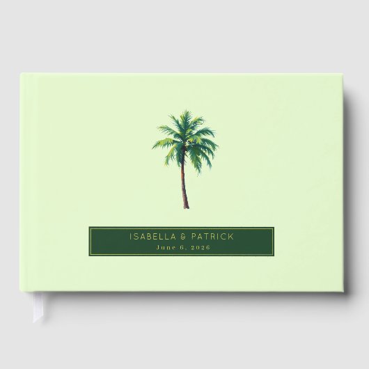 Serene Mint Tropical Palm Tree Gastenboek (Voorkant)