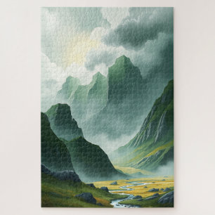 Serene Mistige Bergen Emerald Vallei Legpuzzel