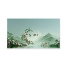Serene Misty Lake Bleke Roze Roos Zen Berg