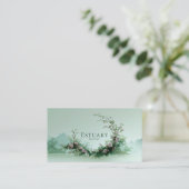 Serene Misty Lake Pale Pink Rose Floral Crescent Visitekaartje (Staand voorkant)