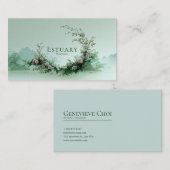 Serene Misty Lake Pale Pink Rose Floral Crescent Visitekaartje (Voorkant / Achterkant)