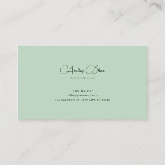 Serene Misty Lake Pink Rose Floral Arch Mountain Visitekaartje (Achterkant)