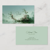 Serene Misty Lake Pink Rose Floral Arch Mountain Visitekaartje (Voorkant / Achterkant)