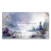 Serene Misty Lake Purple Floral Gold Sparkle Magnetisch Visitekaartje (Voorkant)