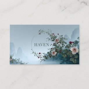 Serene Misty Lake Rose Wing Elegante Gouden Lijst Visitekaartje
