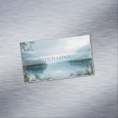 Serene Misty Mountain Lake Gold Sparkle Magnetisch Visitekaartje (Voorbeeld)