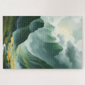 Serene Misty Mountains Emerald Valley Legpuzzel (Horizontaal)