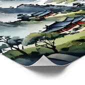 Serene Misty Mountains, rustig landschap Poster (Hoek)