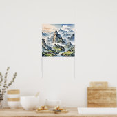 Serene Misty Mountains, rustig landschap Poster (Keuken)