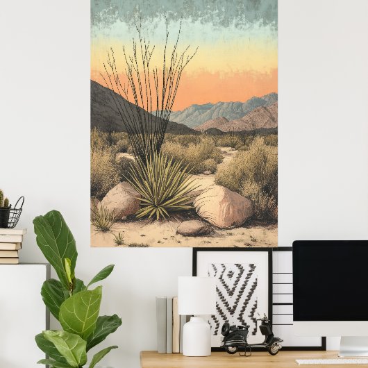 Serene Mojave Sunrise: California Desert Art Print (Thuiskantoor)