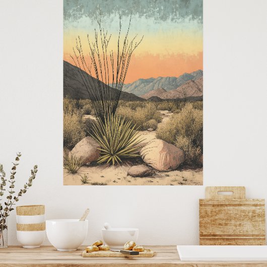 Serene Mojave Sunrise: California Desert Art Print (Keuken)