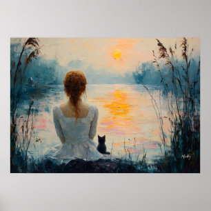 Serene Momenten: Abstracte Olie Schilderijen Geïns Poster