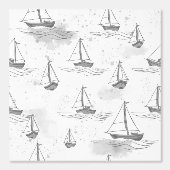 Serene monochromatische zeilboten patroon behang (Voorkant)