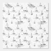 Serene monochromatische zeilboten patroon behang (Voorkant)