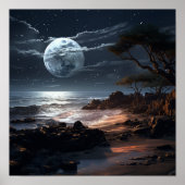 Serene Moon bij Night Poster | Tranquil Natuur Wal (Voorkant)