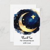 Serene Moon en Stars Delight Boy Baby shower Bedankkaart (Voorkant / Achterkant)