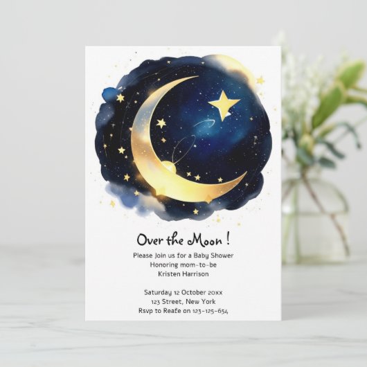 Serene Moon en Stars Delight Boy Baby shower Kaart (Staand voorkant)
