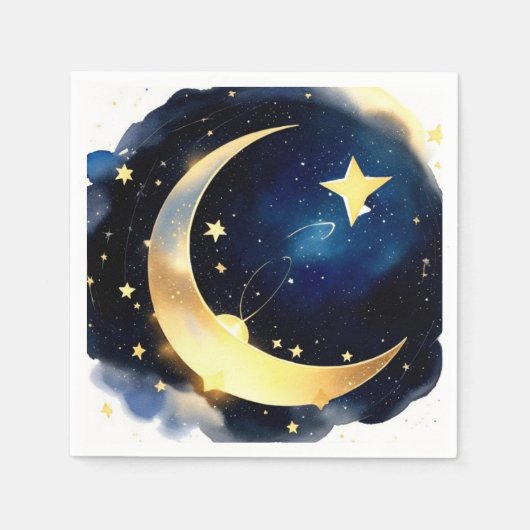 Serene Moon en Stars Delight Boy Baby shower Servet (Voorkant)