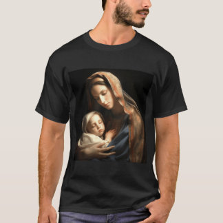 Serene Mother Holding Child in Warm Gentle Glow gi T-shirt