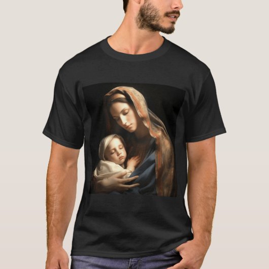 Serene Mother Holding Child in Warm Gentle Glow gi T-shirt (Voorkant)