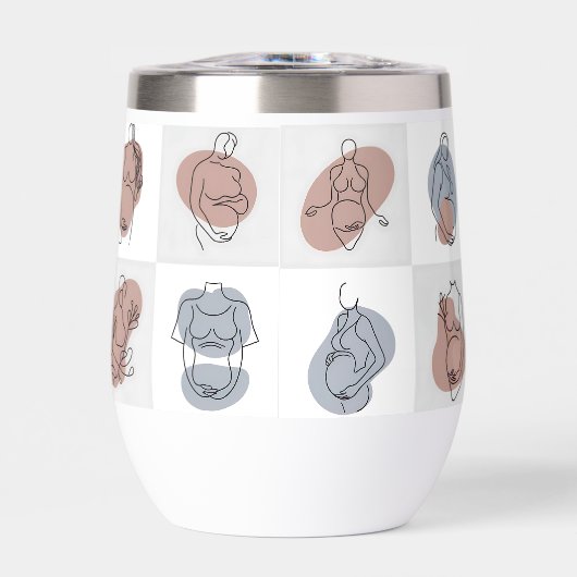 Serene Motherhood Line Art - Abstracte Baby Bump (Voorkant)