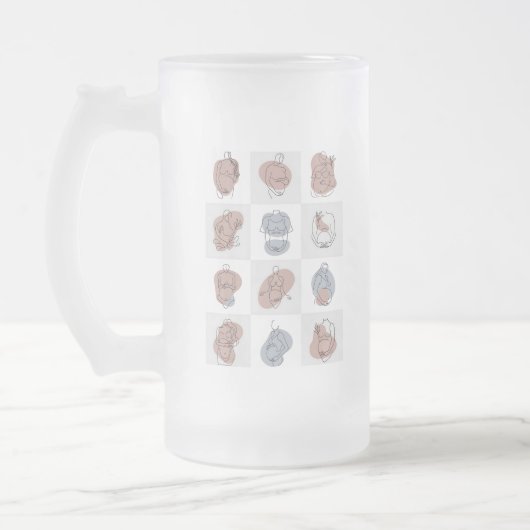 Serene Motherhood Line Art - Abstracte Baby Bump Matglas Bierpul (Links)