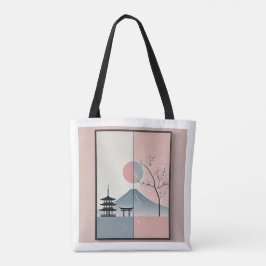 Serene Mount Fuji en Cherry Blossom Ink Art Tote Bag