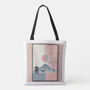Serene Mount Fuji en Cherry Blossom Ink Art Tote Bag