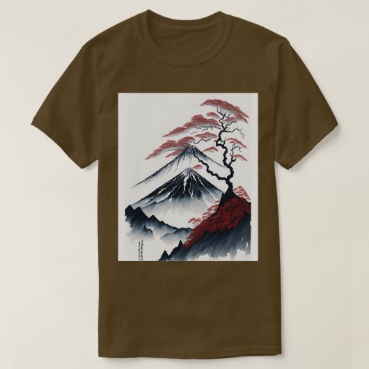 Serene Mount Fuji Zonsondergang Vreedzaam Rivierla T-shirt (Design voorkant)