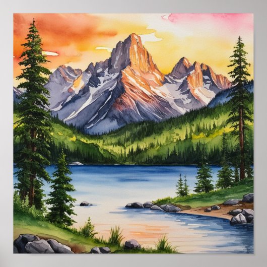 Serene Mountain and Trees poster (Voorkant)