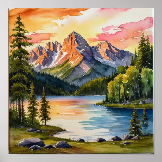 Serene Mountain and Trees poster (Voorkant)