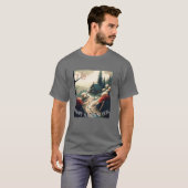 Serene Mountain Cabin Landschap Zomer Seizoen T-shirt (Voorkant volledig)