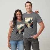 Serene Mountain Cabin Landschap Zomer Seizoen T-shirt (Unisex)
