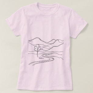 Serene Mountain Escape: een minimalist T-shirt