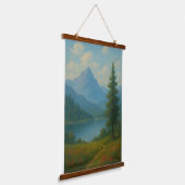Serene Mountain Lake Landscape Wall Art Hangend Wandkleed (Gebogen)