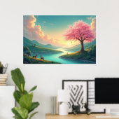 Serene Mountain Lake Poster (Thuiskantoor)