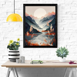 Serene Mountain Lake Sunset Poster