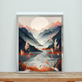 Serene Mountain Lake Sunset Poster