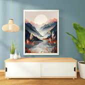 Serene Mountain Lake Sunset Poster