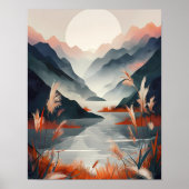 Serene Mountain Lake Sunset Poster (Voorkant)
