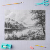 Serene Mountain Lake zwart en wit decoupage Tissuepapier (Craft)