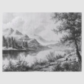 Serene Mountain Lake zwart en wit decoupage Tissuepapier (Voorkant)