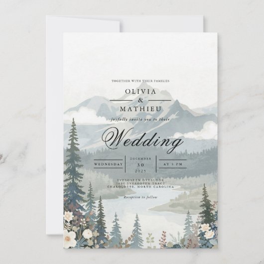Serene Mountain Landscape Wedding Kaart (Voorkant)
